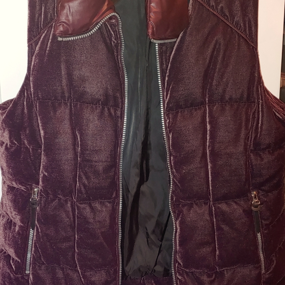 Marc New York Burgindy Down Velour Puff Vest